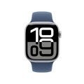 Apple Watch Series 10 GPS + Cellular, 42 mm Aluminiumgehäuse Silber, Sportarmband Denim ­−M/L