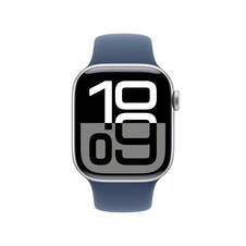 Apple Watch Series 10 GPS + Cellular, 42 mm Aluminiumgehäuse Silber, Sportarmband Denim ­−M/L
