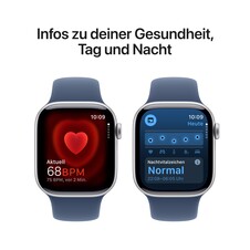 Apple Watch Series 10 GPS + Cellular, 42 mm Aluminiumgehäuse Silber, Sportarmband Denim ­−M/L