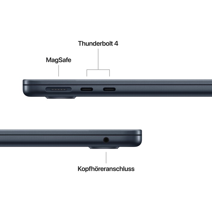 13" MacBook Air: Apple M5 Chip mit 10‑Core CPU und 8‑Core GPU, 512 GB SSD - Mitternacht