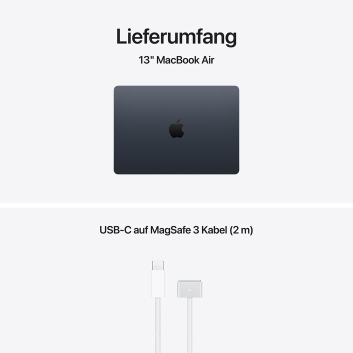 13" MacBook Air: Apple M5 Chip mit 10‑Core CPU und 8‑Core GPU, 512 GB SSD - Mitternacht
