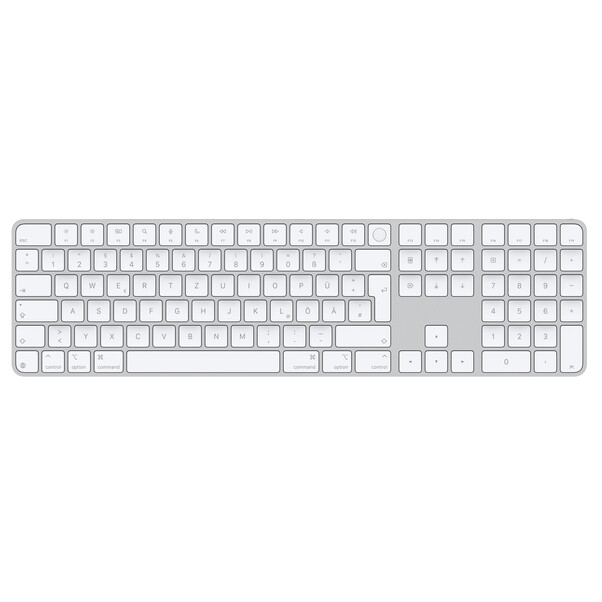 Magic Keyboard mit Touch ID und Ziffern­block für Mac Modelle mit Apple Chip Chip – Deutsch – Weiße Tasten