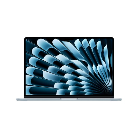 Sie sehen das Produktbild 01 von 15" MacBook Air: Apple M5 Chip mit 10‑Core CPU und 10‑Core GPU, 512 GB SSD - Himmelblau 15" MacBook Air: Apple M5 Chip mit 10‑Core CPU und 10‑Core GPU, 512 GB SSD - Himmelblau