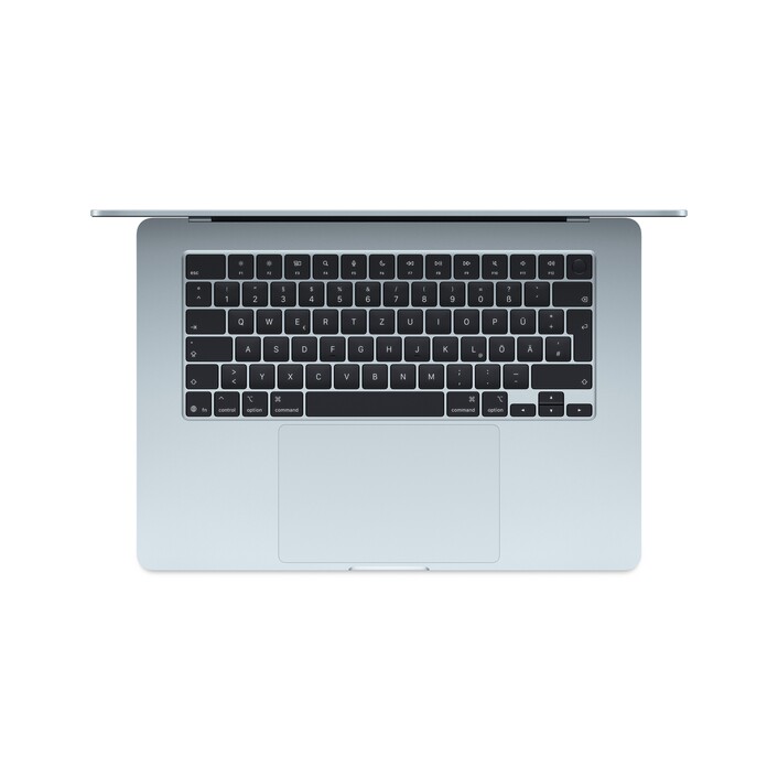 Sie sehen das Produktbild 02 von 15" MacBook Air: Apple M5 Chip mit 10‑Core CPU und 10‑Core GPU, 512 GB SSD - Himmelblau 15" MacBook Air: Apple M5 Chip mit 10‑Core CPU und 10‑Core GPU, 512 GB SSD - Himmelblau
