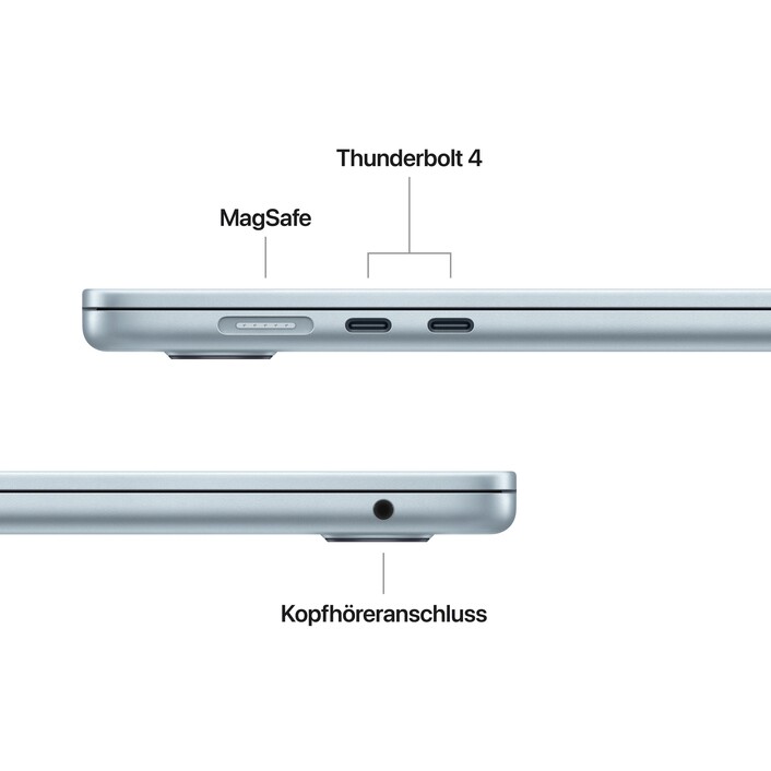 Sie sehen das Produktbild 06 von 15" MacBook Air: Apple M5 Chip mit 10‑Core CPU und 10‑Core GPU, 512 GB SSD - Himmelblau 15" MacBook Air: Apple M5 Chip mit 10‑Core CPU und 10‑Core GPU, 512 GB SSD - Himmelblau