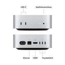 Sie sehen das Produktbild 02 von Mac mini: Apple M4 Pro Chip mit 12‑Core CPU und 16‑Core GPU, 512 GB SSD - Silber Mac mini: Apple M4 Pro Chip mit 12‑Core CPU und 16‑Core GPU, 512 GB SSD - Silber