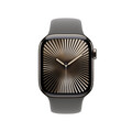 Apple Watch Series 10 GPS + Cellular, 42 mm Titangehäuse Natur, Sportarmband Steingrau ­− M/L