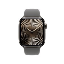 Apple Watch Series 10 GPS + Cellular, 42 mm Titangehäuse Natur, Sportarmband Steingrau ­− S/M