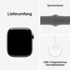 Apple Watch Series 10 GPS + Cellular, 42 mm Titangehäuse Natur, Sportarmband Steingrau ­− S/M