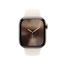 Apple Watch Series 10 GPS + Cellular, 42 mm Titangehäuse Gold, Sportarmband Polarstern ­− M/L