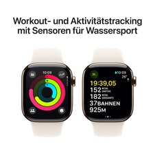 Apple Watch Series 10 GPS + Cellular, 42 mm Titangehäuse Gold, Sportarmband Polarstern ­− M/L