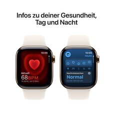Apple Watch Series 10 GPS + Cellular, 42 mm Titangehäuse Gold, Sportarmband Polarstern ­− M/L