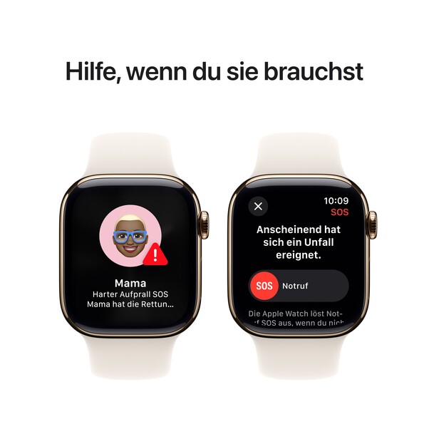 Apple Watch Series 10 GPS + Cellular, 42 mm Titangehäuse Gold, Sportarmband Polarstern ­− M/L