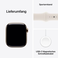 Apple Watch Series 10 GPS + Cellular, 42 mm Titangehäuse Gold, Sportarmband Polarstern ­− M/L
