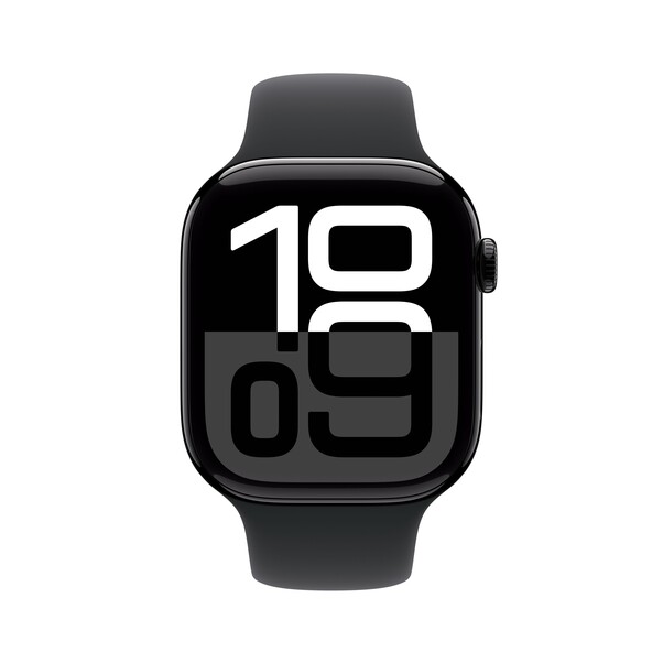 Sie sehen das Produktbild 02 von Apple Watch Series 10 GPS + Cellular, 46 mm Aluminiumgehäuse Diamantschwarz, Sportarmband Schwarz − S/M Apple Watch Series 10 GPS + Cellular, 46 mm Aluminiumgehäuse Diamantschwarz, Sportarmband Schwarz − S/M