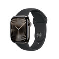 Apple Watch Series 10 GPS + Cellular, 42 mm Titangehäuse Schiefer, Sportarmband Schwarz­ − M/L