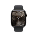 Apple Watch Series 10 GPS + Cellular, 42 mm Titangehäuse Schiefer, Sportarmband Schwarz­ − M/L