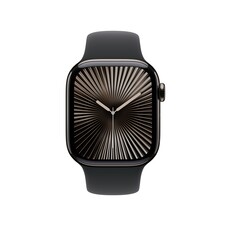 Apple Watch Series 10 GPS + Cellular, 42 mm Titangehäuse Schiefer, Sportarmband Schwarz­ − M/L