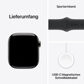Apple Watch Series 10 GPS + Cellular, 42 mm Titangehäuse Schiefer, Sportarmband Schwarz­ − M/L
