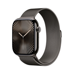 Apple Watch Series 10 GPS + Cellular, 46 mm Titangehäuse Schiefer, Milanaise Armband Schiefer – S/M