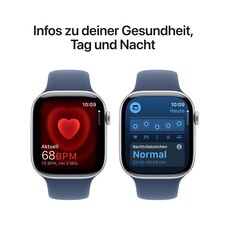 Apple Watch Series 10 GPS + Cellular, 46 mm Aluminiumgehäuse Silber, Sportarmband Denim ­− M/L