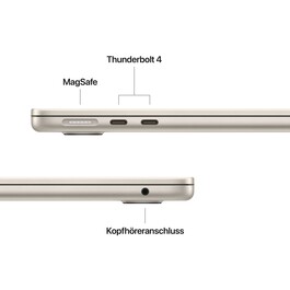 Sie sehen das Produktbild 06 von 13" MacBook Air: Apple M5 Chip mit 10‑Core CPU und 8‑Core GPU, 512 GB SSD - Polarstern 13" MacBook Air: Apple M5 Chip mit 10‑Core CPU und 8‑Core GPU, 512 GB SSD - Polarstern