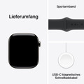 Apple Watch Series 10 GPS + Cellular, 46 mm Titangehäuse Schiefer, Sportarmband Schwarz ­−M/L