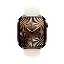 Apple Watch Series 10 GPS + Cellular, 46 mm Titangehäuse Gold, Sportarmband Polarstern ­− M/L