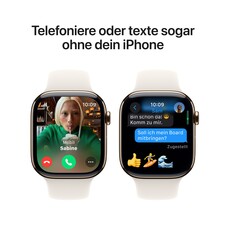 Apple Watch Series 10 GPS + Cellular, 46 mm Titangehäuse Gold, Sportarmband Polarstern ­− M/L