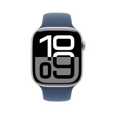 Sie sehen das Produktbild 02 von Apple Watch Series 10 GPS, 46 mm Aluminiumgehäuse Silber, Sportarmband Denim − S/M Apple Watch Series 10 GPS, 46 mm Aluminiumgehäuse Silber, Sportarmband Denim − S/M