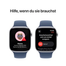 Sie sehen das Produktbild 06 von Apple Watch Series 10 GPS, 46 mm Aluminiumgehäuse Silber, Sportarmband Denim − S/M Apple Watch Series 10 GPS, 46 mm Aluminiumgehäuse Silber, Sportarmband Denim − S/M