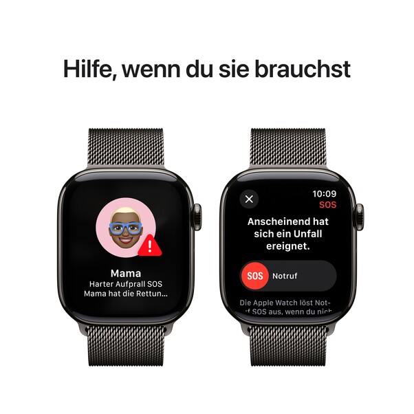 Apple Watch Series 10 GPS + Cellular, 42 mm Titangehäuse Schiefer, Milanaise Armband Schiefer