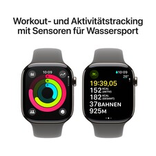 Apple Watch Series 10 GPS + Cellular, 46 mm Titangehäuse Natur, Sportarmband Steingrau ­− M/L