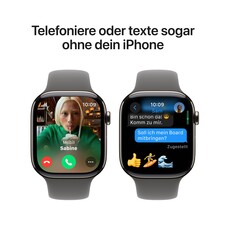 Apple Watch Series 10 GPS + Cellular, 46 mm Titangehäuse Natur, Sportarmband Steingrau ­− M/L