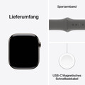 Apple Watch Series 10 GPS + Cellular, 46 mm Titangehäuse Natur, Sportarmband Steingrau ­− M/L