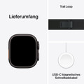 Apple Watch Ultra 2 GPS + Cellular, 49 mm Titangehäuse Schwarz, Trail Loop Schwarz – M/L