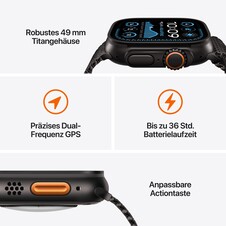 Sie sehen das Produktbild 03 von Apple Watch Ultra 2 GPS + Cellular, 49 mm Titangehäuse Natur, Milanaise Armband Titan Natur – M Apple Watch Ultra 2 GPS + Cellular, 49 mm Titangehäuse Natur, Milanaise Armband Titan Natur – M