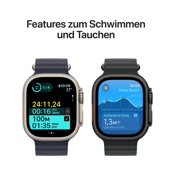 Sie sehen das Produktbild 05 von Apple Watch Ultra 2 GPS + Cellular, 49 mm Titangehäuse Natur, Milanaise Armband Titan Natur – M Apple Watch Ultra 2 GPS + Cellular, 49 mm Titangehäuse Natur, Milanaise Armband Titan Natur – M